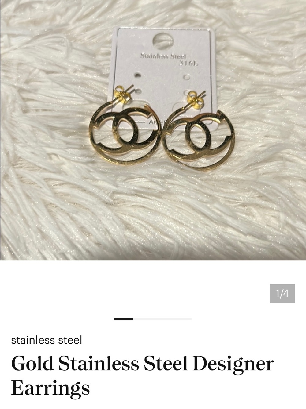 Gold Stainless Steel Designer Hoop Earrings